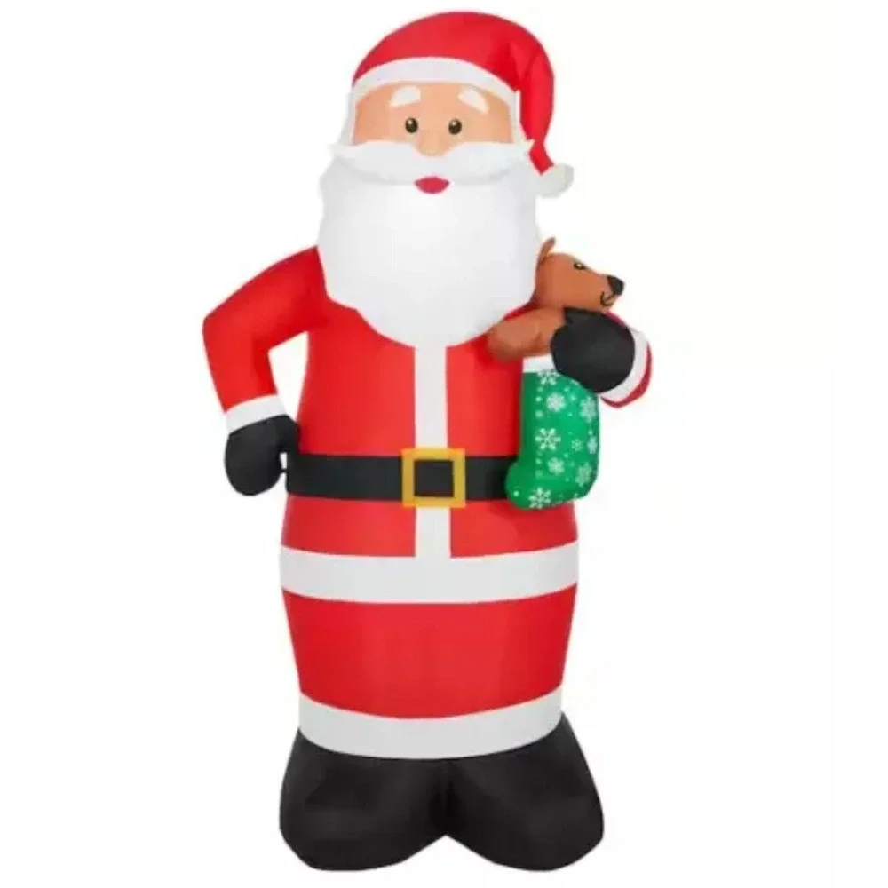 6.5‎ Ft. LED Santa with Bear Stocking Christmas Air blown Inflatable NEW